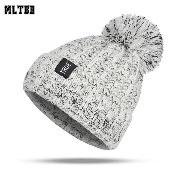 

mltbb winter hat для женщин теплые вязаные шапочки шапки для дам открытый теплый cap pompom skullies beanie hat bonnet gorro, Blue;gray