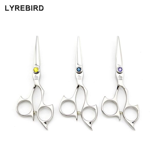 

hair scissors professional shears 9cr13 5 inch yellow stone purple blue japan lyrebird high class 10pcs/lot