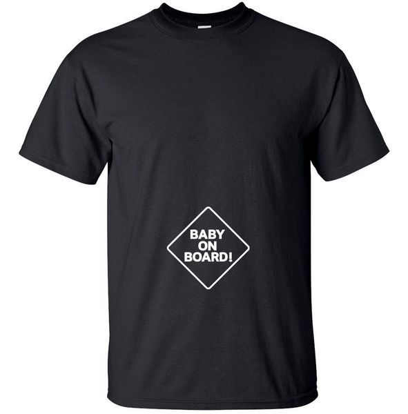 

baby on board - cute pregnancy funny t-shirt black announcement design t shirts casual cool men's fashion black cotton