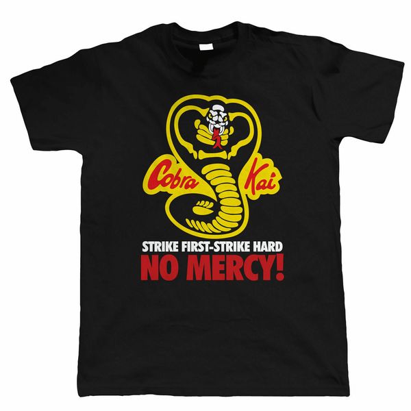 

cobra kai, no mercy, mens martial arts shirt, cool retro karate mma 80s 2019 cotton short-sleeve summer cotton custom t shirt