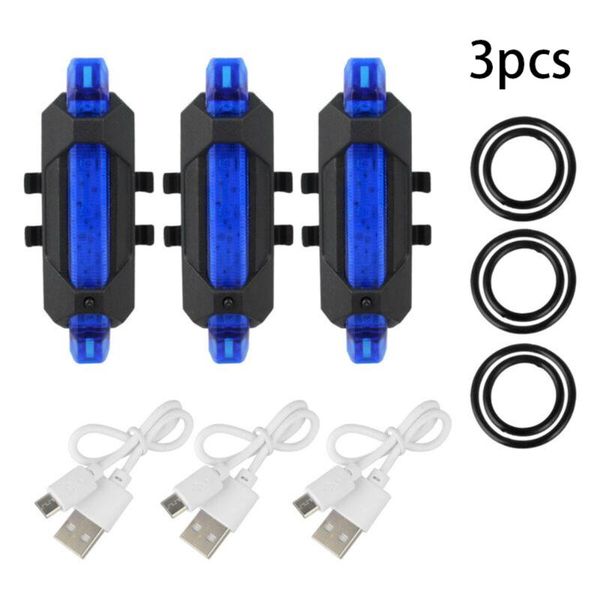 

mountain bike bike lights cycle front rear tail light set 3* usb rechargeable