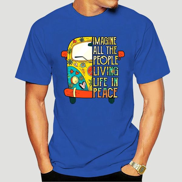 

hippie bus imagine all the people living life in peace t-shirt-5002d