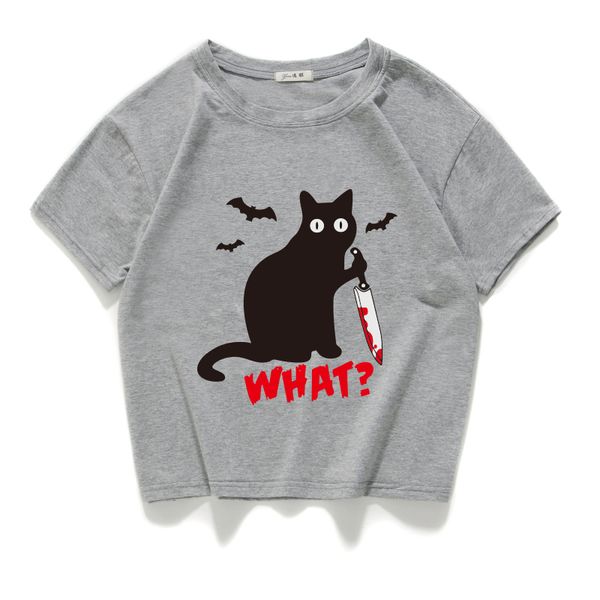 

black cat what crop murderous cat knife funny t shirt women cat pocket t-shirt tee women clothes camisetas verano mujer