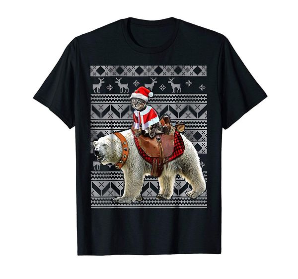 

ugly christmas sweater cat polar bear cat gifts women t-shirt amazing short sleeve unique casual short sleeve