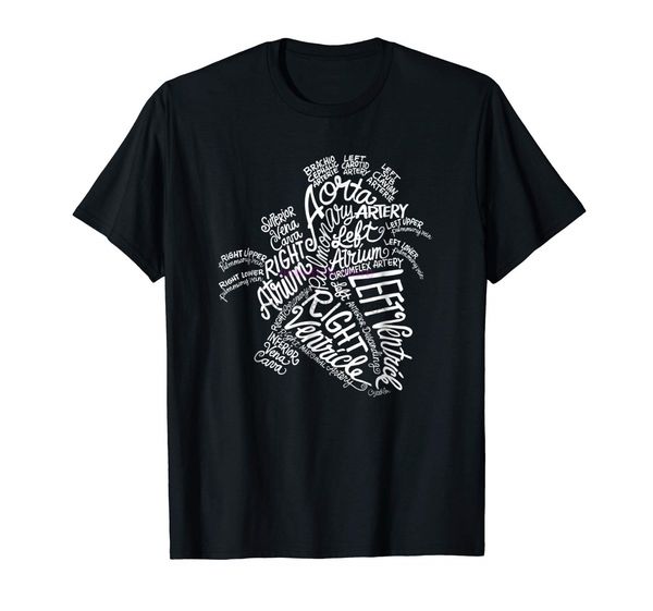 

brand men shirt anatomical heart white word art medical tshirt for caretaker