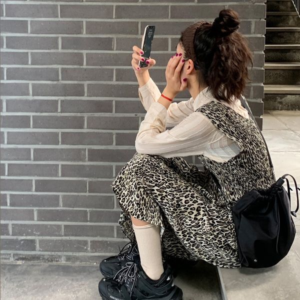 

du baozi ladies recommend self-retaining trendy round skirt vest skirt neck sleeveless vest dress 2019 hkreo, Black;gray