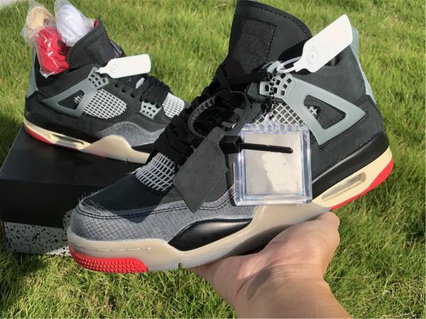 

new collaboration authentic 4s bred black white designer 4 off basketball shoes fashion sport zapatos sneakers quality