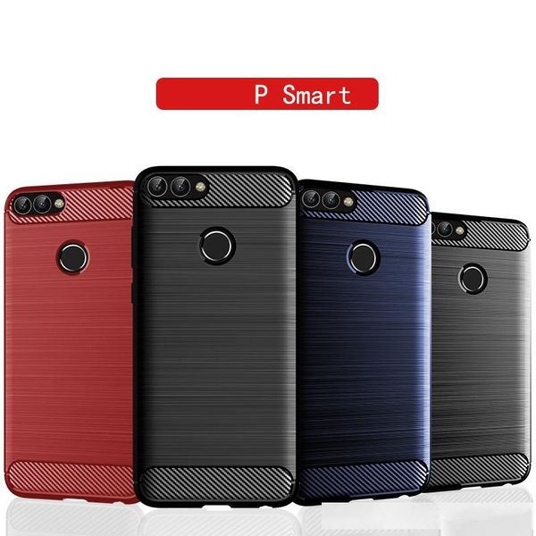 

rugged carbon fiber full body protection cover for huawei p smart slim and flexible shockproof tpu rubber anti-slip grip case