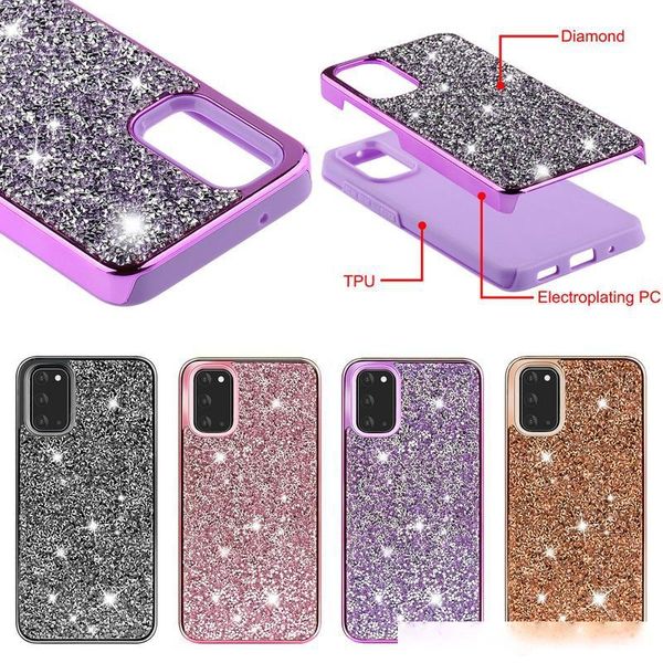 

diamond glitter bling hybrid 2 in 1 tpu pc case for samsung a10e a20 a30 lg k30 2019 x320 escape plus moto e6