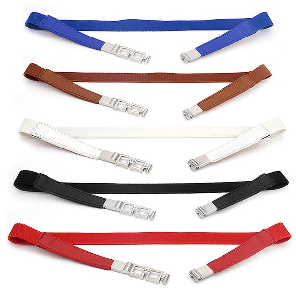 

1pc women waist belt narrow stretch dress belt thin buckle waistband for dress, Black;brown