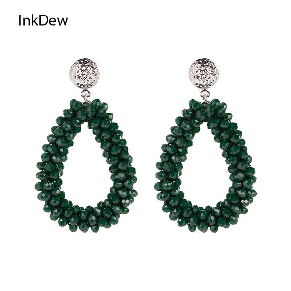 

inkdew water drop earrings for women faceted beads handmade crystal earring big earrings long vintage wholesale boho, Silver