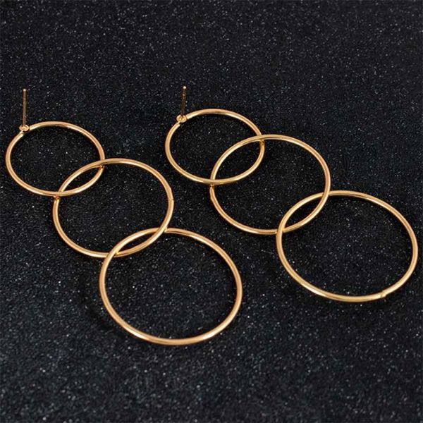 

fashion hoop earrings long interlocking earrings geometric metal personality quality for women girlfriend girl gift, Golden;silver