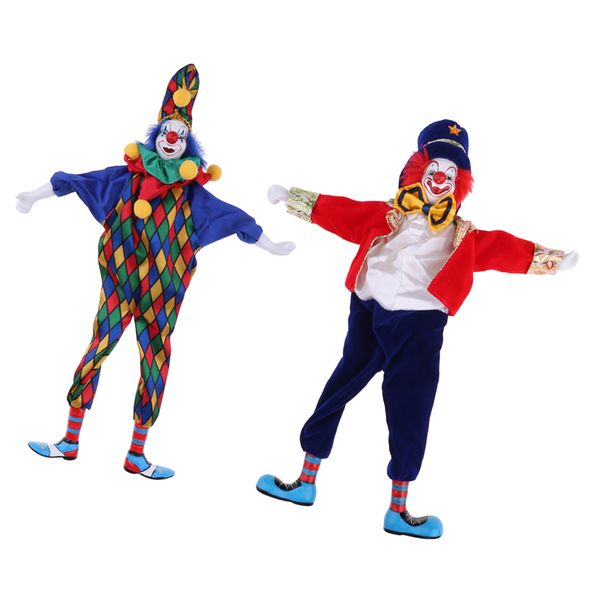 

2pcs 41cm funny clown man doll wearing clothes halloween ornament kids gift