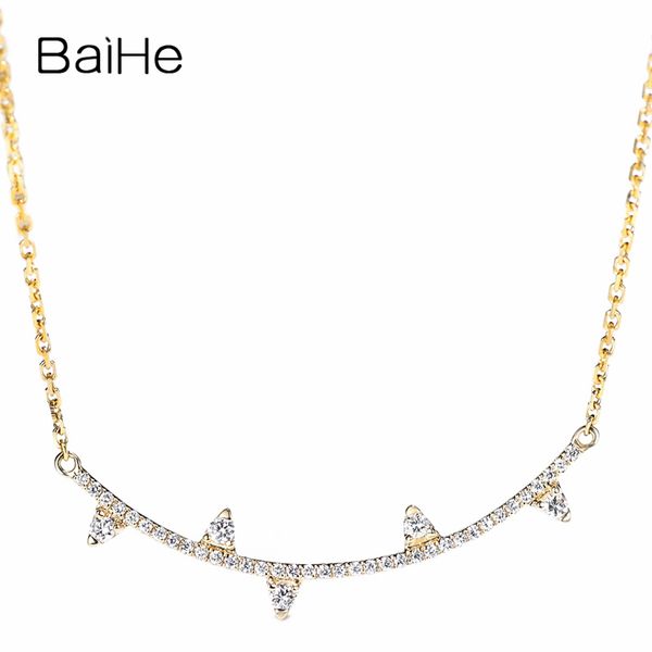 

baihe solid 18k yellow gold women h/si 0.20ct natural diamonds wedding trendy fine jewelry beautiful diamond gift necklaces, Silver