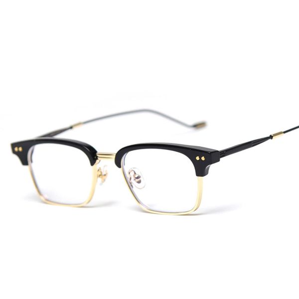 

veshion square half frame plastic titanium glasses frames ultralight men women optical fashion computer glasses, Black