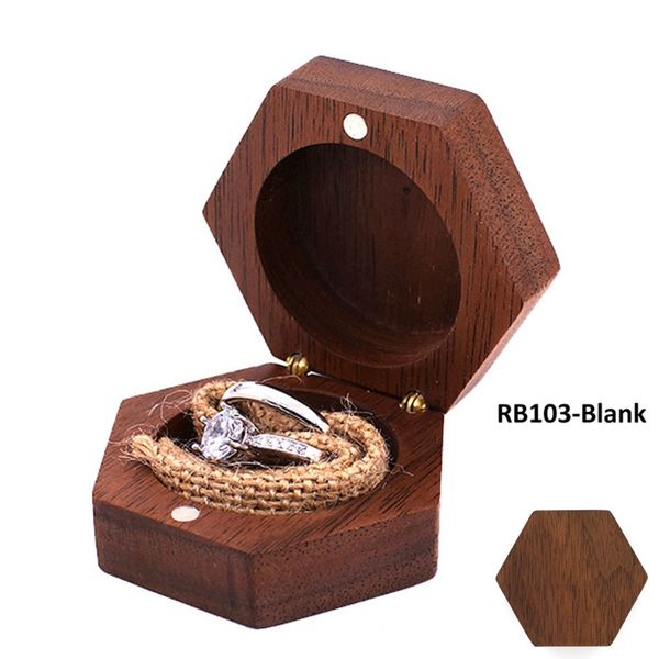 

black walnut hexagon personalized rustic wedding wood ring box holder wedding ring bearer jewelry box for gift, Pink;blue