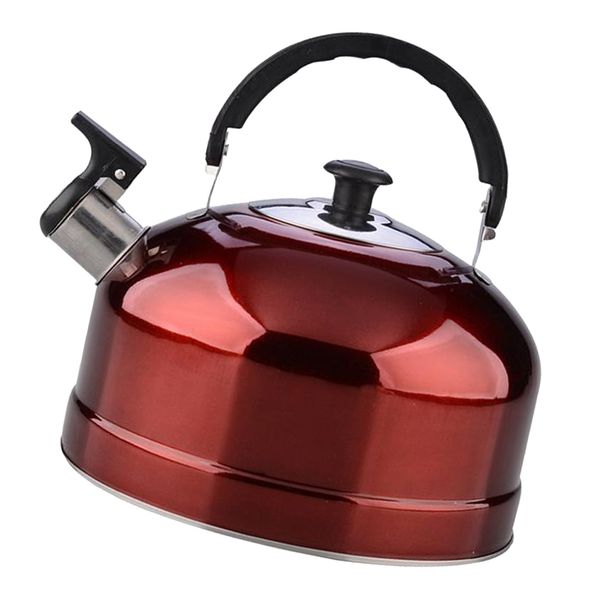 

outdoor camping stainless steel whistling kettle kitchen tea pot red 4l