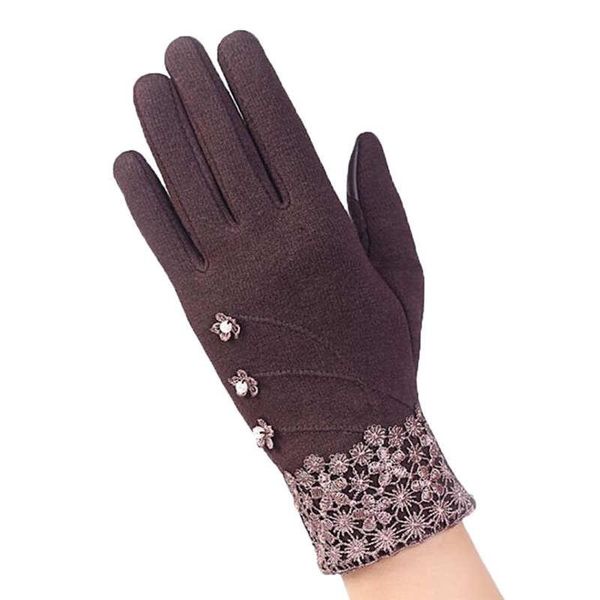 

missky женщины новых screentouch холодной погода перчатка открытого вождение перчатка с кружевами и бисером, Blue;gray