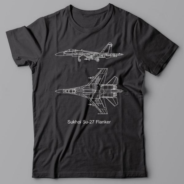

quality printing tees military t-shirt russian plane fighter - sukhoi su 27 flanker blueprint f16 f22custom t shirt