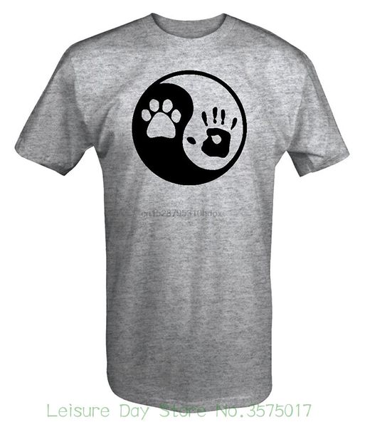

2020 t shirt men tshirt paw hand print yin yang dog rescue adopted pet lover t shirt
