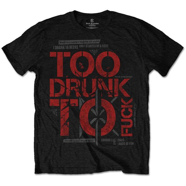 

dead kennedys too drunk official mens black t-shirt