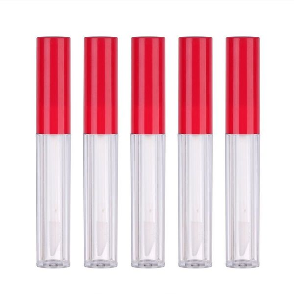 

lip gloss 5 pieces 3.5ml empty tubes with wand red lid plastic refillable bottle glaze vials container lipstick samples diy