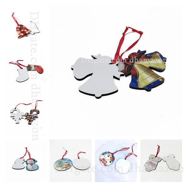 

sublimation blank christmas ornaments mdf blank round square snow shape decorations mdf transfer printing blank consumable 18 styles
