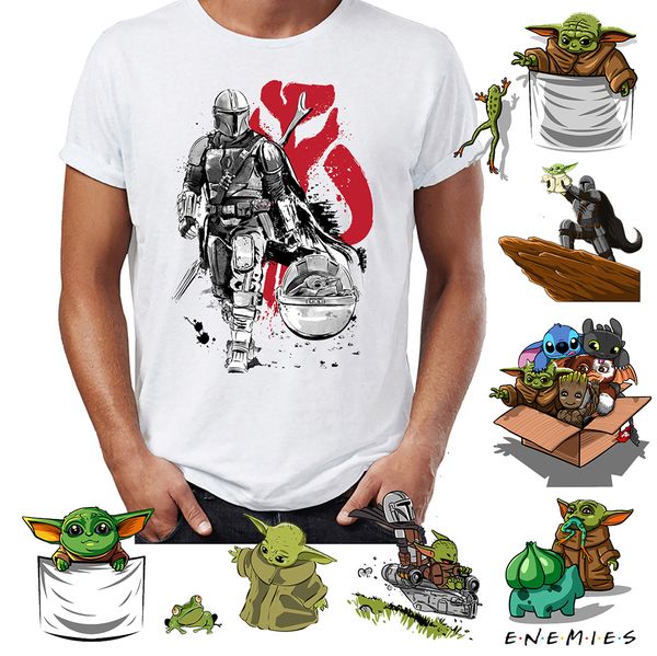 

men's t shirt banksy yoda mandalorian galaxy hunter funny awesome artwork drawing printed tee