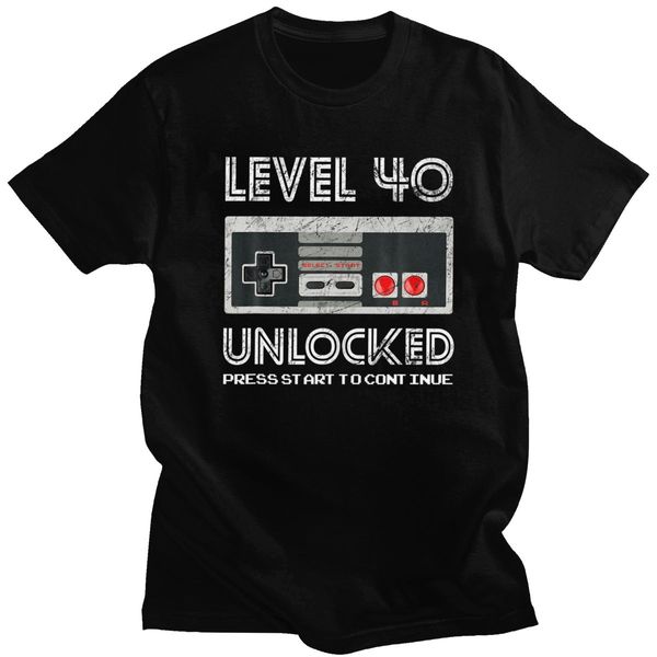 

vintage born in 1980 t shirt men 40 years old 40th birthday gift t-shirts men tshirt short sleeve level 40 unlocked tee