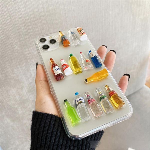 

stereo drinks applicable phone case for apple 8plus xs max iphone11pro transparent xr creative soft case for 7p