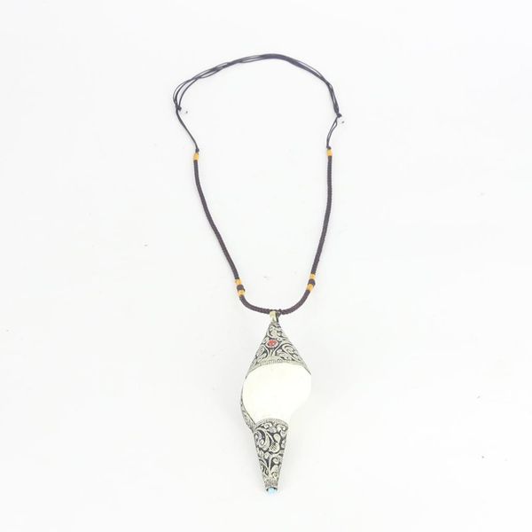 

tibetan buddhist beads necklace shell inlay turquoise necklace pendant white & blue