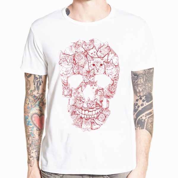 

футболка street style сыпучие прохладный череп печать мужчины футболка с коротким рукавом повседневная o-шеи сыпучие мужские футболки haraju