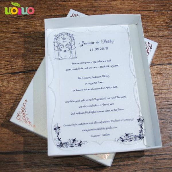 

luxurious wedding invitations flower lace acrylic card various color printing with wedding box
