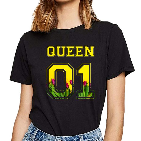 

топы тенниски женщина 01 король и королева f подпись на заказ женский tshirt