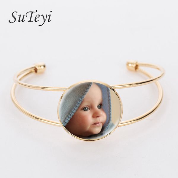 

suteyi personalized p adjustable blacelet custom p of your baby child mom dad grandparent loved one gift for family gift, Black
