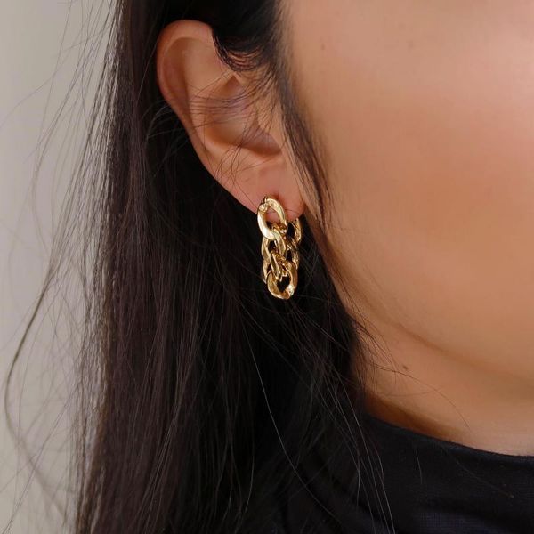 

chic chain earrings for women fashion jewelry 2020 gold piercing stud earings korean ladies ear jewellery gift, Golden;silver