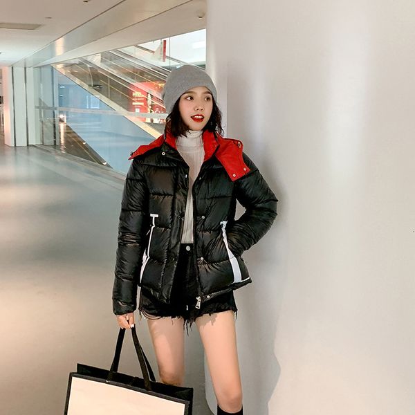 

2019 short women winter jacket cotton padded warm thicken ladies coat trend new arrival fashion letter parka womens jackets v191022, Black