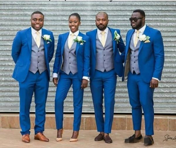 Ultimi design blu royal smoking da sposo uomo abiti da sposa uomini eccellenti cena d'affari giacca da ballo giacca da 2 pezzi
