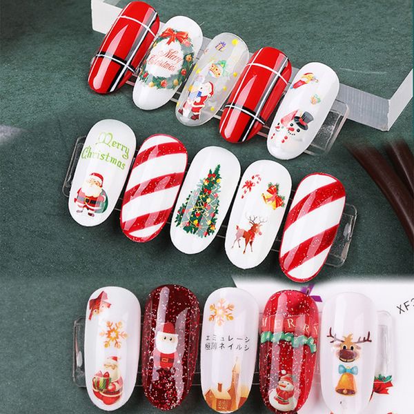 

new christmas manicure sticker 3d christmas series cartoon sticker snowflake waterproof nail for nails santa claus gift, Black