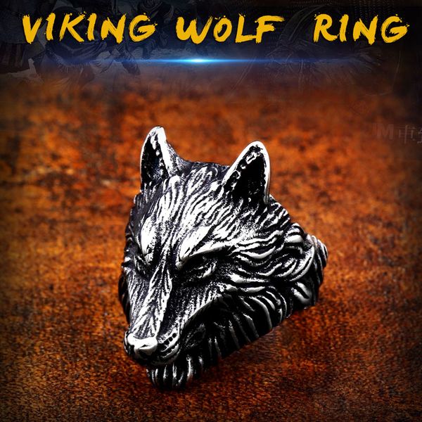 

cluster rings beier viking 316l stainless steel nose wolf amulet and stylish odin scandinavian for men ring jewelry lr649, Golden;silver