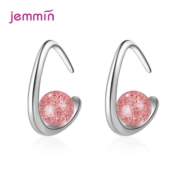 

hoop & huggie fashion strawberry crystal moonlight stones pink zircon ear hook 925 sterling silver accessories jewelry earring maker, Golden;silver