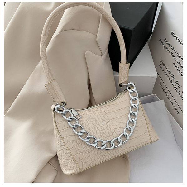 

new fashion alligator pattern baguette bags for women 2020 pu leather zipper shoulder bag sac femme luxury handbags designer bag