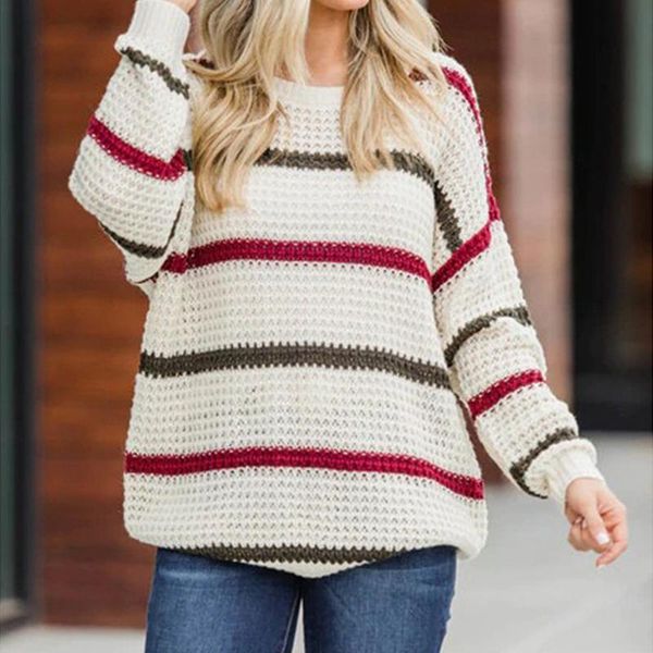 

2020 womens new style casual round neck strapless sweatshirt long sleeve sweater comfortable soft casual fashion elling, White;red