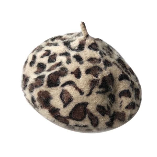 

berets elegant leopard warm spring autumn winter beret women french hat for, Blue;gray