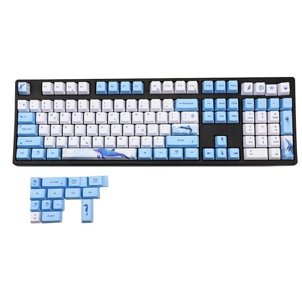 

whale keycap dye subbed pbt 122 keys oem profile keycaps for cherry mx switches tkl87/96/108 keyboard cap