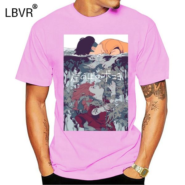 

ponyo on the cliff t-shirt men japan style t shirt romantic childhood story tshirt harajuku printed streetwear black cloth