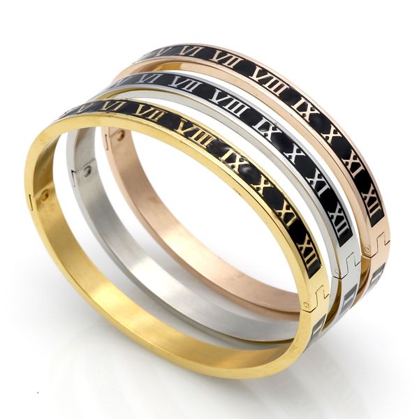 

bangle jsbao fashion women charm bracelet stainless steel black/white roman number & for jewelry