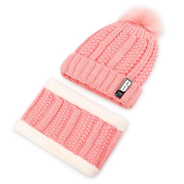 

2020women's winter wool hat plus velvet knit hat, warm ear protector collar set of two sets, hair ball cute pullover cap, Blue;gray