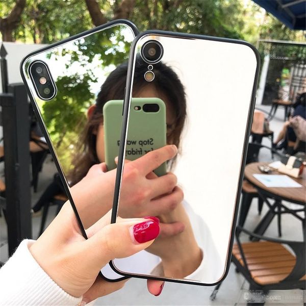 

cosmetic mirrior glass phone case glass tpu back cover for iphone xs xs max xr 6 6s 7 8 plus phone coque