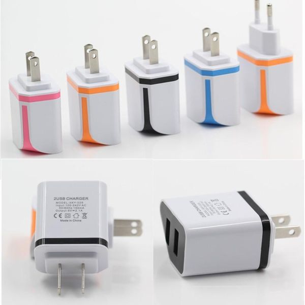 

us/eu wall charger dual usb port 2.1a/5v home ac direct charger adapter for samsung htc lg s8 tablet pc dhl